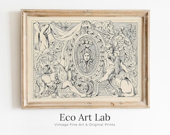 Ancient Mythology Pattern Painting Ornament Art. Vintage 19th Century Famous Illustration. Antique Mythology Art PRINTABLE Digital