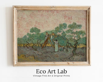 Vincent van Gogh Women Picking Olives Landscape. Famous Printable Art. Instant Download. van Gogh Print Vintage Painting. Fine Art Print