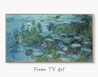 Samsung Frame TV Art 4K Famous Water Lilies Claude Monet Painting. Instant Download Botanical Wall Art for the Frame TV. Vintage Wall Art