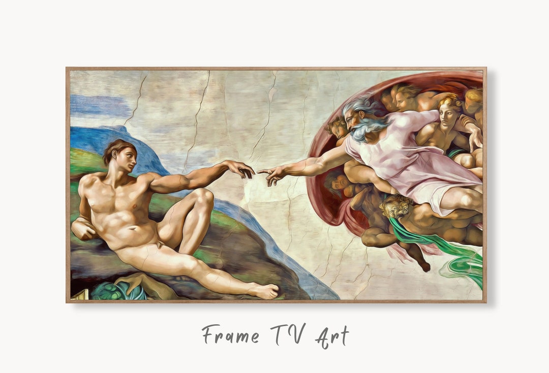 Samsung Frame TV Art 4K the Creation of Adam Famous