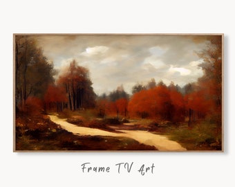 Samsung Frame TV Art 4K Autumn Forest Trail Landscape Digital Painting. Fall Art for the Samsung Frame TV. Fall Art for TV. Instant Download