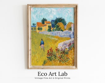 Farmhouse in Provence Vincent van Gogh Painting. Famous Printable Art. Instant Download van Gogh Vintage Landscape Fine Art Digital Download