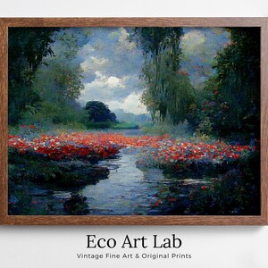 Monet Inspired Botanical Landscape Painting: Floral Wall Art (Digital Download)