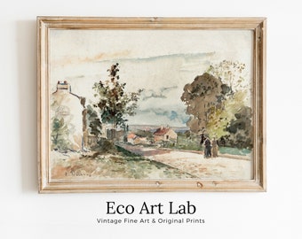 The Road from Versailles Countryside Vintage Wall Decor. Antique Landscape Painting. Country Fine Art Print. PRINTABLE Instant Download Art