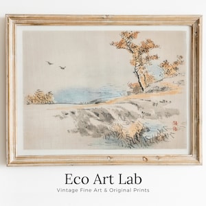 Vintage Minimalist Japanese Painting. Printable Wall Art. Instant Download Antique Landscape Art. 19th Century Japanese Vintage Wall Art