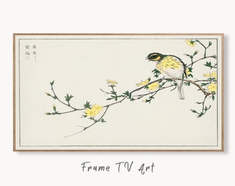 Samsung Frame TV Art 4K Bunting on Tree Vintage Japanese Wall Art. Instant Download Antique Japanese Art for the Frame TV. Vintage Wall Art