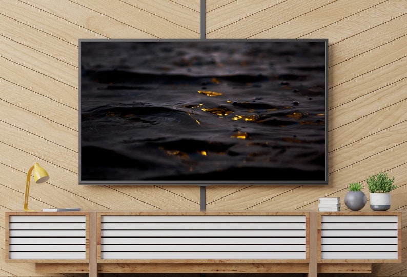 Black and Gold Wall Art Abstract Frame TV Art Digital Etsy