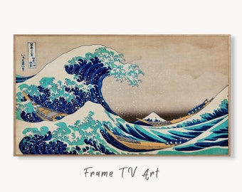 Samsung Frame TV Art 4K Great Wave off Kanagawa Japanese Wall Art. Instant Download Antique Japanese Art for the Frame TV. Vintage Wall Art