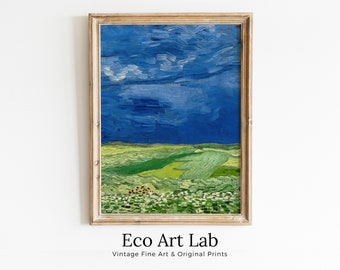 Printable Vincent van Gogh Wheatfield Under Thunderclouds Famous Art Print. Instant Download van Gogh Print Vintage Painting Fine Art Print