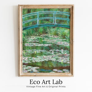 Bridge & Water Lilies Famous Claude Monet Painting. Instant Download Vintage Decor. Monet Botanical Print Printable Wall Art. Vertical Decor