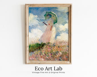 Woman with a Parasol Claude Monet Painting Famous Monet Art. Instant Download Vintage Decor. Monet Printable Wall Art. Spring Vintage Decor