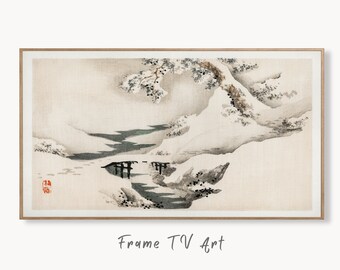 Samsung Frame TV Art 4K Snow Landscape Vintage Japanese Wall Art. Instant Download Antique Japanese Art for the Frame TV. Vintage Wall Art