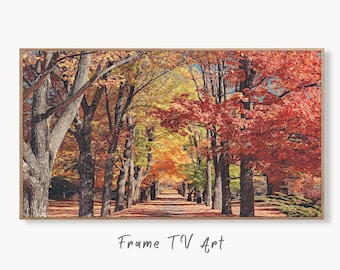 Samsung Frame TV Art 4K Forest Trail in Autumn Landscape Digital Painting. Instant Download Fall Art for the Samsung Frame TV. Art for TV