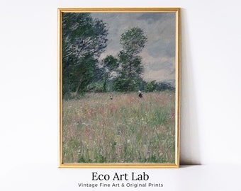 Flowering Meadow | Famous Claude Monet Painting | Spring PRINTABLE | Instant Download Vintage Landscape | Fine Art Print