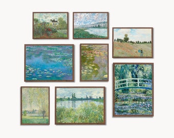 Claude Monet Wall Print SET. Gallery Wall Set. Claude Monet Prints Set of 8. Famous Paintings Collection Fine Art Prints. Monet Art Set
