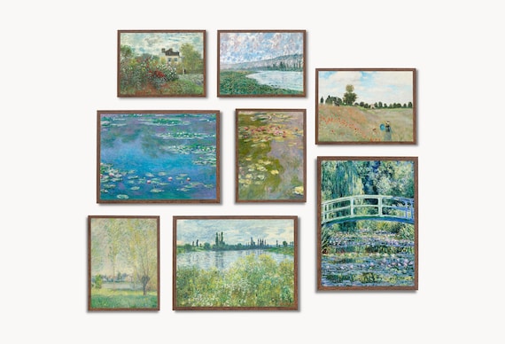 Claude Monet Wall Print SET. Gallery Wall Set. Claude Monet Prints Set of 8. Famous Paintings Collection Fine Art Prints. Monet Art Set