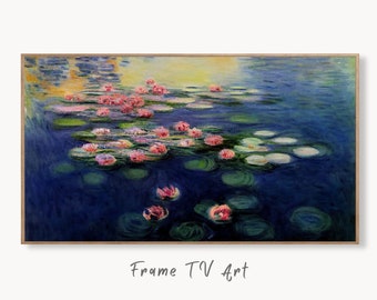 Samsung Frame TV Art 4K Water Lilies Pond Colorful Monet Inspired Digital Art. Instant Download Landscape Art for Frame TV. Botanical Art