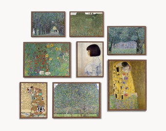 Gustav Klimt Wall Print SET. Gallery Wall Set Klimt Prints Set of 8. Famous Paintings Collection Fine Art Prints. Art Nouveau Posters #1