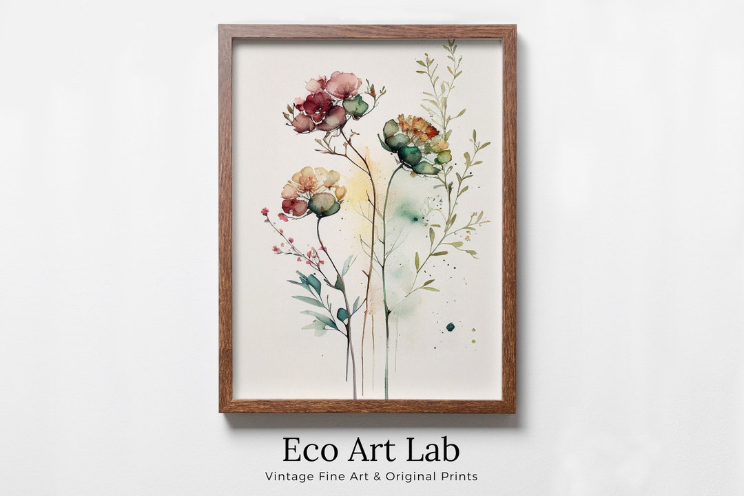 Floral Printable Wall Art. Boho Floral Art. Printable Flower Watercolor ...