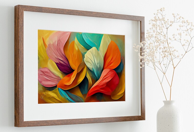 Abstract Modern Floral Print Digital Painting. Printable Wall Etsy
