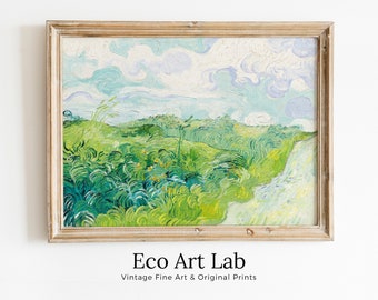 Vincent van Gogh Green Wheat Fields Printable Famous Art Prints. Instant Download van Gogh Print Vintage Spring Painting. Fine Art Print