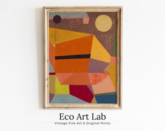 Vintage Abstract Paul Klee Print Art Poster. Joyful Mountain Landscape Abstract Famous Vintage Art Print. Printable Retro Paul Klee Wall Art