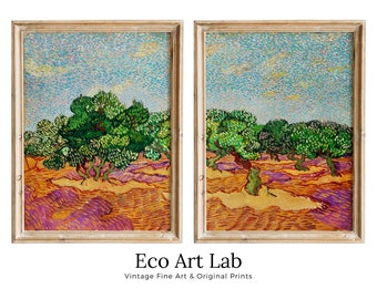 Vincent van Gogh Olive Trees Landscape Printable Famous Art. Set of 2 Prints. Instant Download van Gogh Print. Vintage Spring Painting