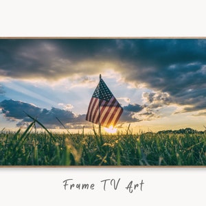 Samsung Frame TV Art 4K Independence Day 4th of July Decor. Patriotic USA American Flag in Sunset. Instant Digital Download. Art for TV