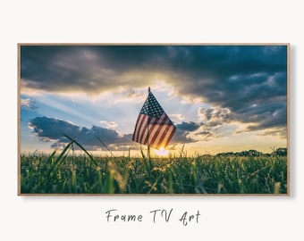 Samsung Frame TV Art 4K Independence Day 4th of July Decor. Patriotic USA American Flag in Sunset. Instant Digital Download. Art for TV