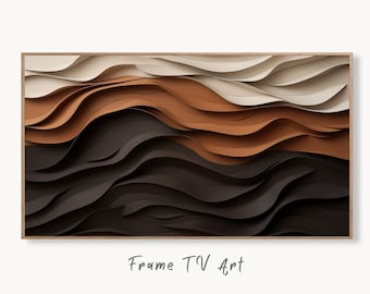 Samsung Frame TV Art 4K Neutral Minimalist Abstract Modern Art. Beige & Black 3D Texture Art. Abstract Pattern Instant Download Art for TV