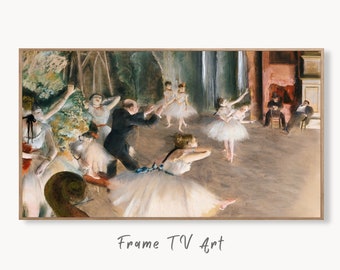 Samsung Frame TV Art 4K Edgar Degas Rehearsal Onstage Famous Ballet Painting. Antique Classic Ballerina Wall Art for Frame TV. Downloadable