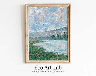 The Seine at Vétheuil Claude Monet Famous Painting. Instant Download Vintage Decor. Monet Landscape Art. Printable Wall Art. Vintage Decor