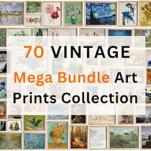 Gallery Wall Set. Printable Art Bundle of 70 Vintage Famous Digital Download Prints. Eclectic Wall Art Home Decor.
