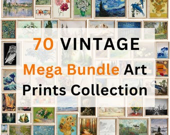 Gallery Wall Set. Printable Art Bundle of 70 Vintage Famous Digital Download Prints. Eclectic Wall Art Home Decor.