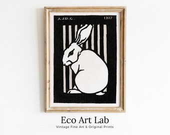 Sitting Rabbit Vintage Art Nouveau Print Wall Art. Instant Download Rabbit Painting Julie De Graag Printable Wall Art, Art Nouveau Poster