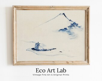 Japanese Painting Mount Fuji Landscape Vintage Wall Art Printable Poster. 19th Century Japanese Vintage Art Print. Minimalist Japanese Decor