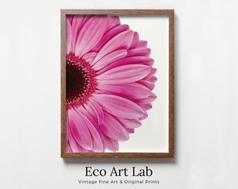 Pink Gerbera Daisy Painting Printable Wall Art, Daisy Flower Print, Floral Instant Digital Download Minimalist Botanical Decor