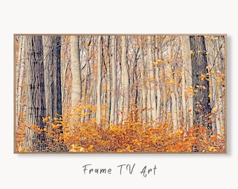 Samsung Frame TV Art 4K Autumn Forest Trail Landscape Digital Painting. Instant Download Fall Art for the Samsung Frame TV. Art for TV