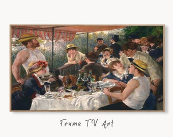 Samsung Frame TV Art 4K Boating Party Luncheon by Auguste Renoir. Famous Antique Oil Painting. Vintage Impressionist Art for Frame TV.