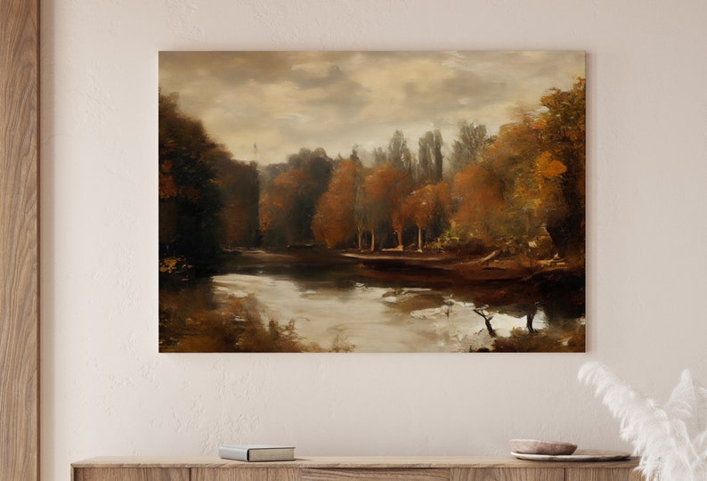 Muted Fall Abstract Fall Art Muted Colors Rustic Autumn Landscape Printable Painting ...