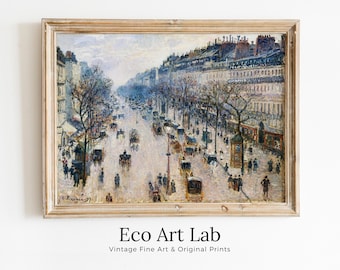 View of The Boulevard Montmartre in Paris Painting. Printable Famous Art Print Instant Download Vintage Cityscape Wall Decor. Fine Art Print