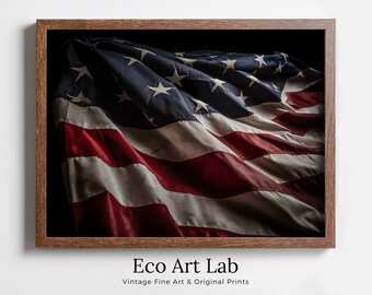 American Flag Printable Wall Art. Patriotic Decor. USA Art. Distressed Flag Printable Poster. United States Flag Digital Download Art.