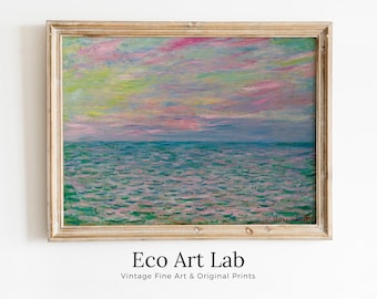 Sunset Seascape Claude Monet Painting. Printable Wall Art. Vintage Oil Painting. Ocean Instant Download Coastal. Nautical Decor Print