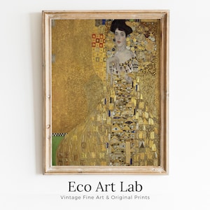 Gustav Klimt Famous Portrait of Woman Painting Printable Wall Art. Instant Download Gustav Klimt Print. Vintage Poster. Art Nouveau Print