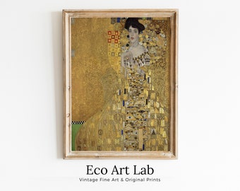 Gustav Klimt Famous Portrait of Woman Painting Printable Wall Art. Instant Download Gustav Klimt Print. Vintage Poster. Art Nouveau Print