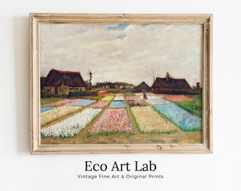 Vincent van Gogh Flower Beds in Holland Printable Famous Art Print. Instant Download van Gogh Print Vintage Wall Art. Antique Fine Art Print