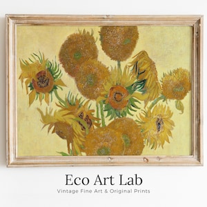 Famous Sunflowers Painting van Gogh Art Print. Instant Download Printable van Gogh Fine Art Vase With Twelve Sunflowers Vintage Painting.