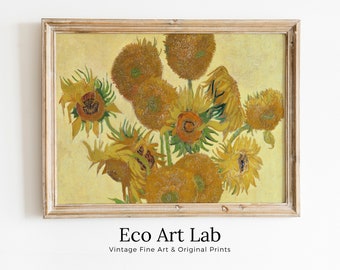 Famous Sunflowers Painting van Gogh Art Print. Instant Download Printable van Gogh Fine Art Vase With Twelve Sunflowers Vintage Painting.