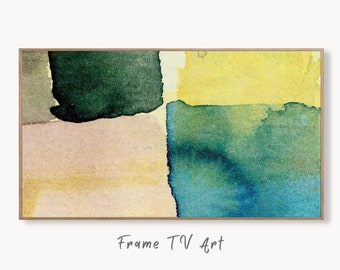 Samsung Frame TV Art 4K Blue Yellow Green Wall Art Abstract Painting. Instant Download Abstract Digital Painting. Colorful Art for Frame TV