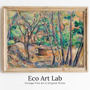 Paul Cézanne Famous Millstone and Cistern under Trees Landscape Painting. Instant Download Vintage Decor Cézanne Nature Print. Printable Art